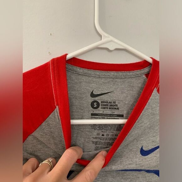 Nike Philadelphia Phillies Logo Baseball T-shirt Color Block Gray Red Blue S - Picture 3 of 5